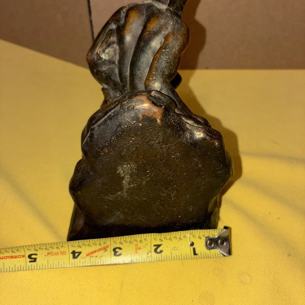 Vintage Bronze Native American Indian Hunting with Dog Book Bookend